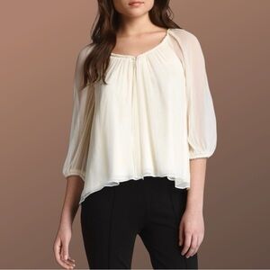 Diane Von Furstenberg • Silk Fenobe Sheer Sleeves Top || Small
